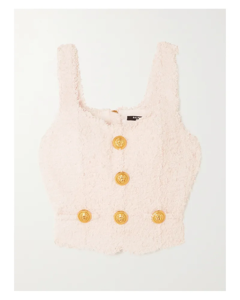 Balmain Oberteil Aus Bouclé-tweed Mit Knöpfen - Pink Pink