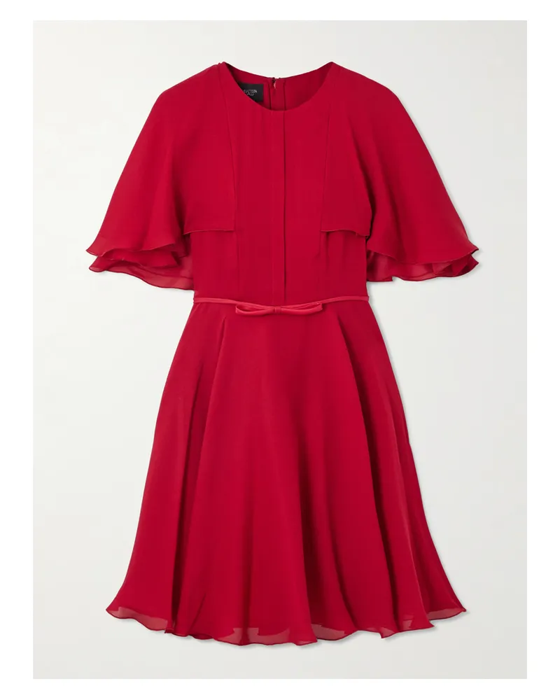 Giambattista Valli Minikleid Aus Seidenchiffon Mit Satinbesatz Und Cape-effekt - Rot Rot