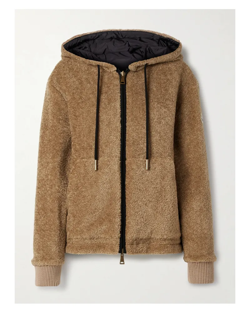 Moncler Reversible Fleece And Shell Zip-up Hoodie - Brown Brown