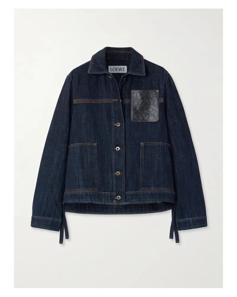 Loewe Jeansjacke Mit Lederbesatz - Blau Blau
