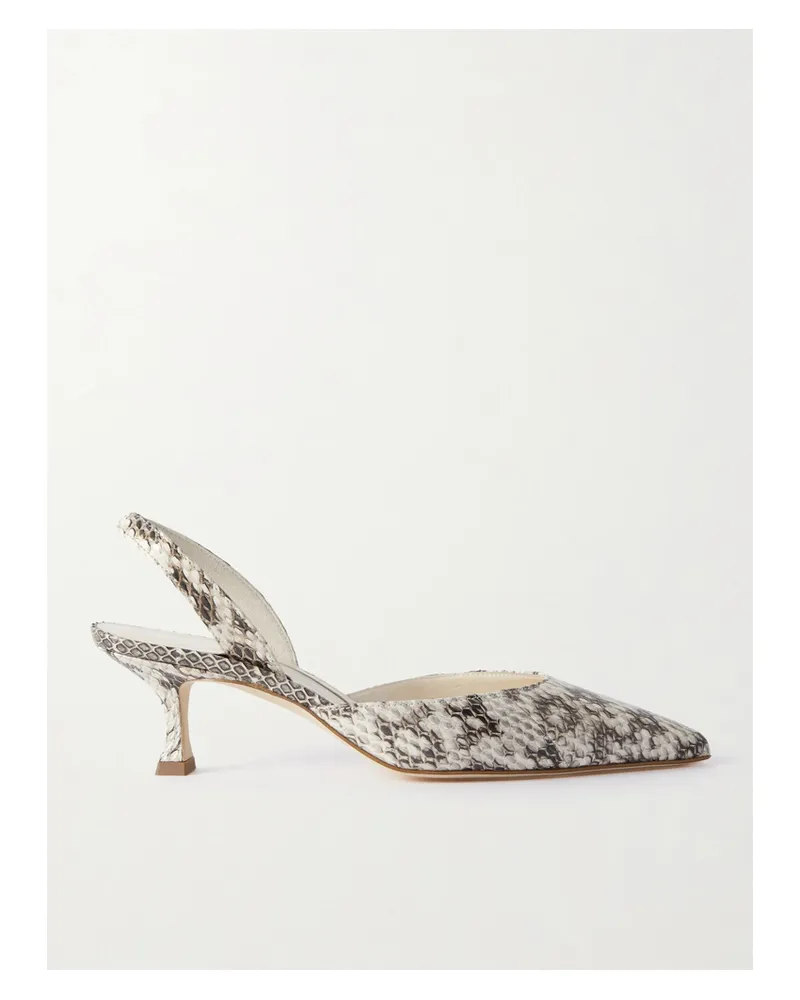 Manolo Blahnik Carolyn 50 Elaphe Slingback Pumps - Animal Print Animal