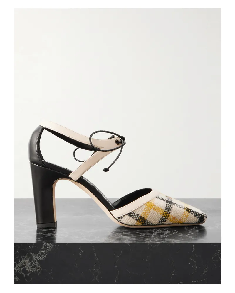 Manolo Blahnik Subura Pumps Aus Karierter Wolle Mit Lederbesätzen - Mehrfarbig Mehrfarbig