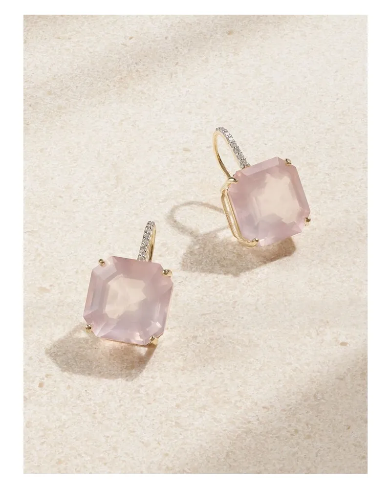 MATEO Ohrringe Aus 14 Karat Gold Mit Topasen Und Diamanten - Pink Pink