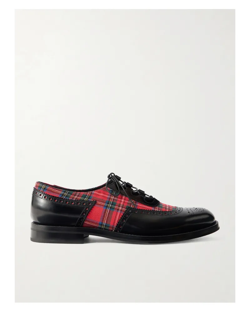 Church's Checked Twill And Leather Brogues - Black Black