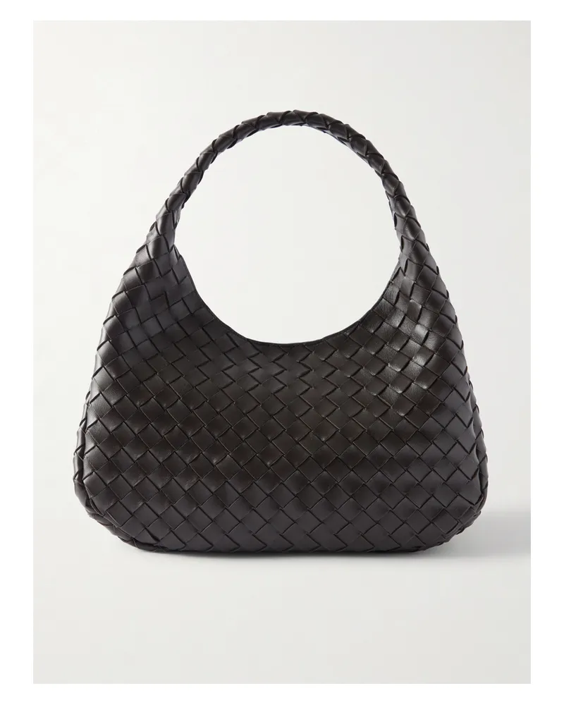 Bottega Veneta Campana Intrecciato Leather Shoulder Bag - Brown Brown