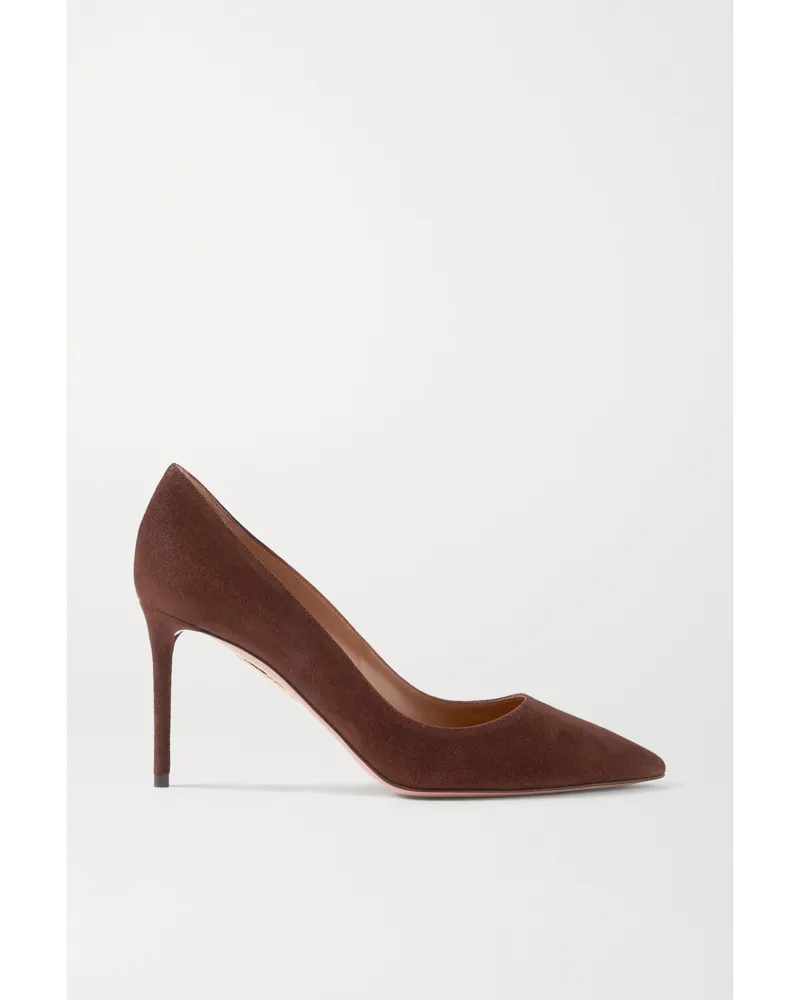 Aquazzura Purist 85 Suede Pumps - Brown Brown