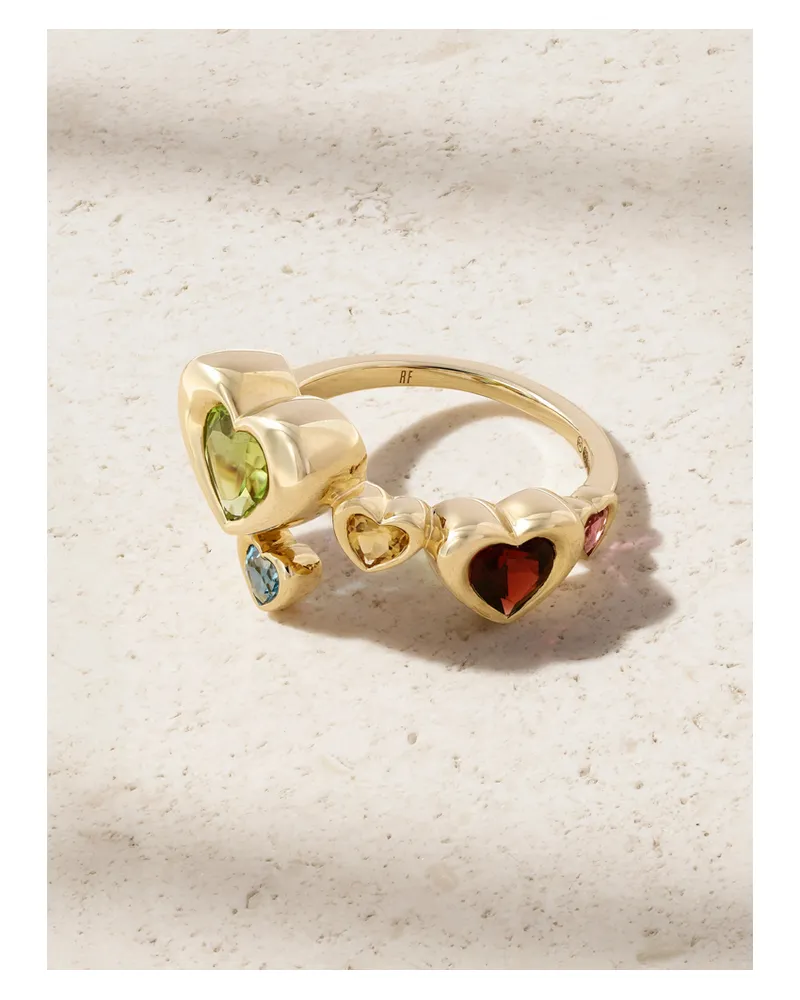 Roxanne First Twisted Heart Stack 14-karat Gold Multi-stone Ring Multi