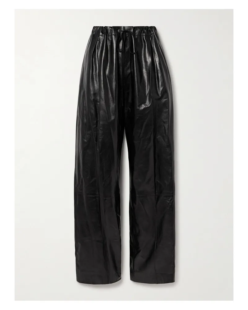 KHAITE Trenton Hose Aus Leder Mit Falten - Schwarz Schwarz