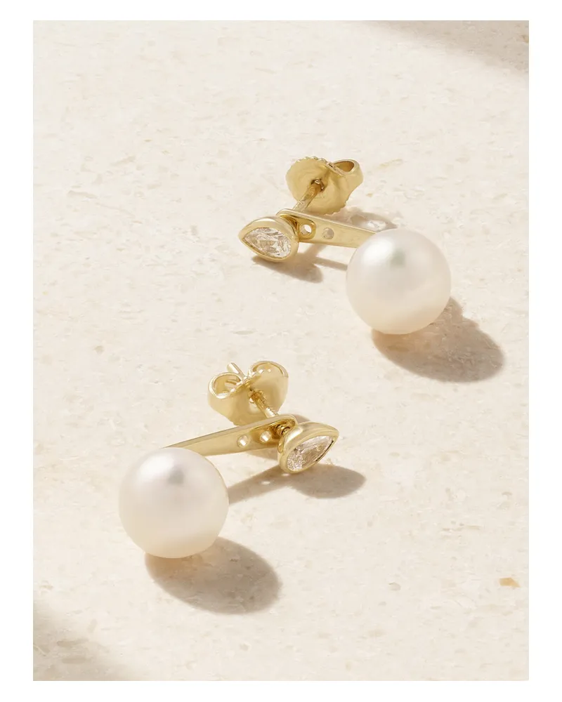 MIZUKI Ohrringe Aus 14 Karat Gold Mit Perlen Und Diamanten Gold
