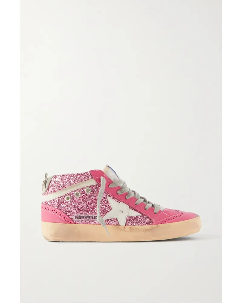 Golden Goose Superstar Distressed-sneakers aus Leder Pink