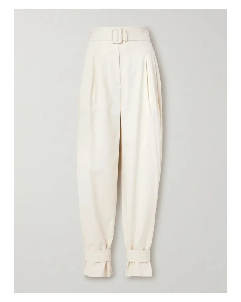 Another Tomorrow Hose Aus Einer Lyocell-biobaumwollmischung Mit Gürtel - Wollweiß Wollweiß