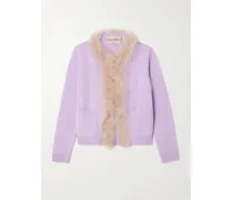 Feather-trimmed Wool Cardigan - Purple