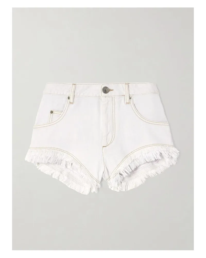 Isabel Marant Eneidao Jeansshorts Mit Fransen - Weiß Weiß