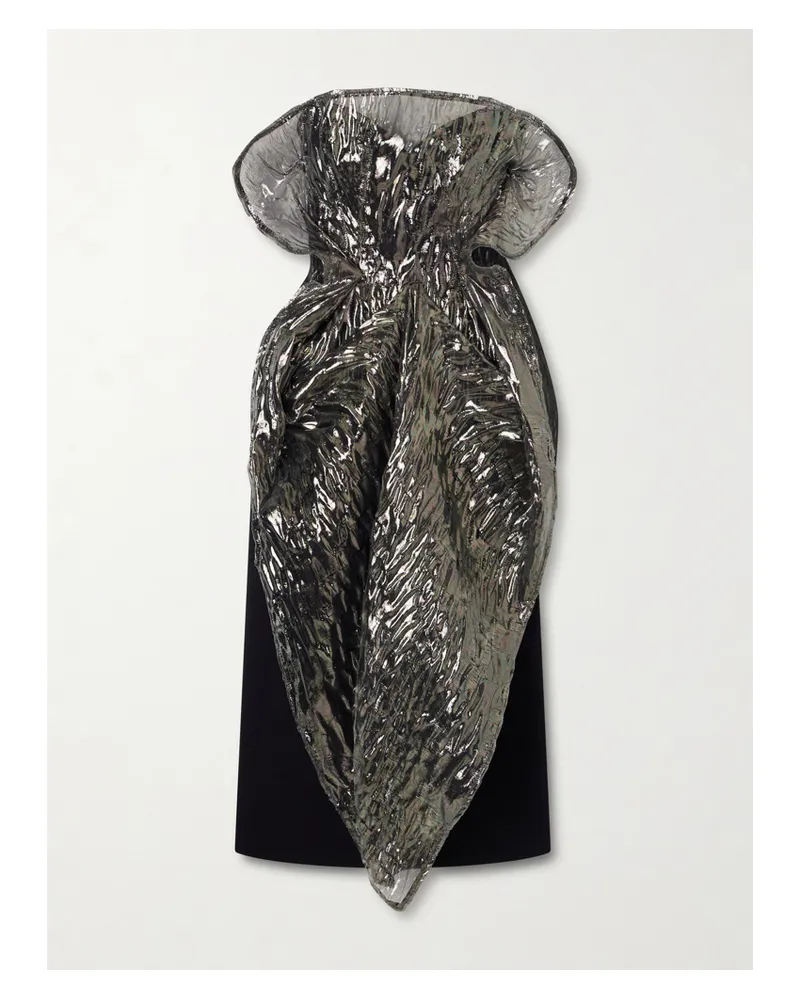 Maticevski De La Cruz Strapless Layered Lamé And Crepe Gown - Black Black