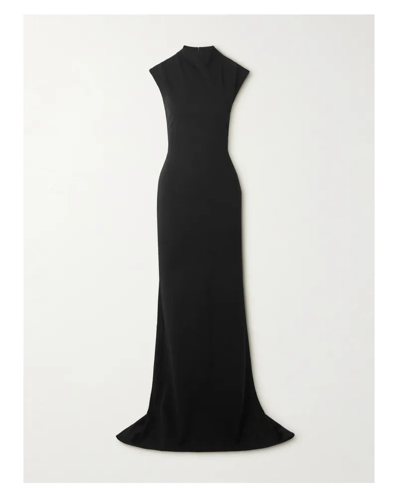 Jacquemus Alba Maxikleid Aus Crêpe Mit Stehkragen - Schwarz Schwarz