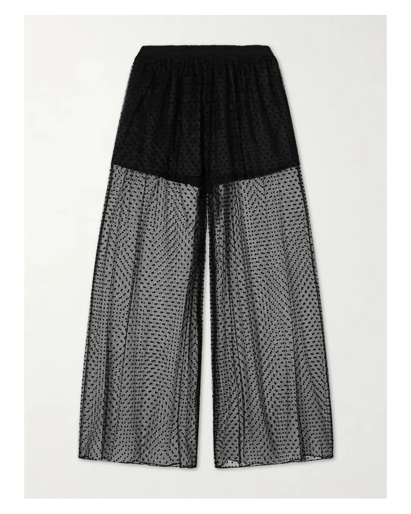 Alaïa Hose Mit Weitem Bein Aus Organza Mit Gepunktetem Fil Coupé - Schwarz Schwarz