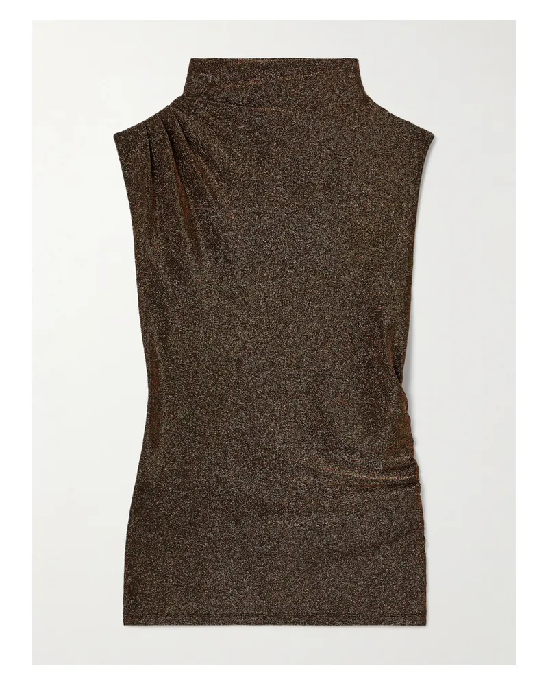 Veronica Beard Mylie Oberteil Aus Metallic-strick Mit Raffungen - Gold Gold