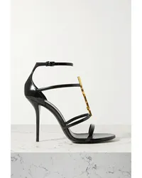 Saint Laurent Cassandra Sandalen aus Lackleder Schwarz