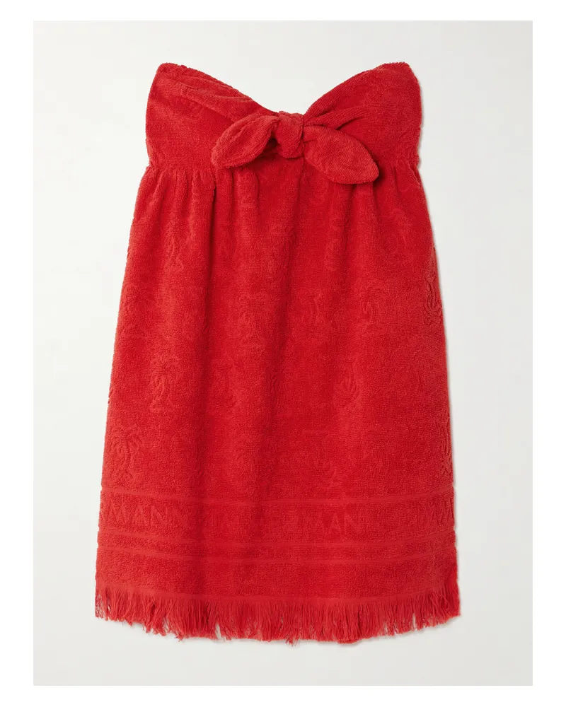 Zimmermann Alight Trägerloses Minikleid Aus Baumwollfrottee Mit Jacquard-muster Und Schleife Rot