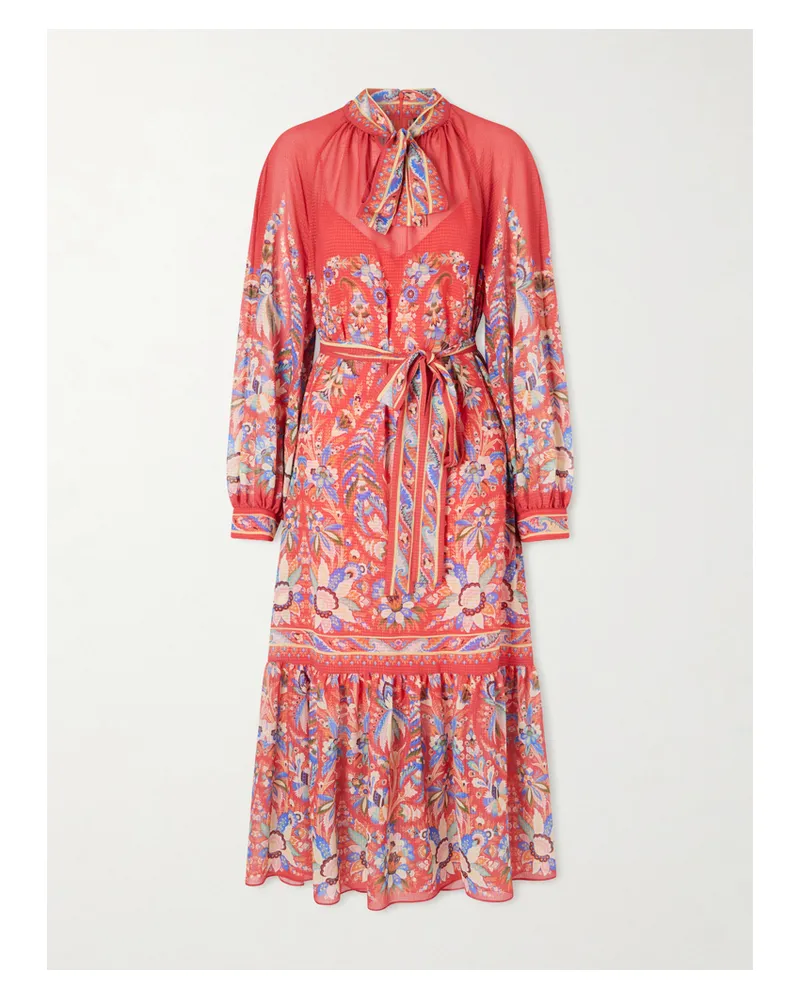 Etro Floral-print Chiffon Midi Dress - Red Red