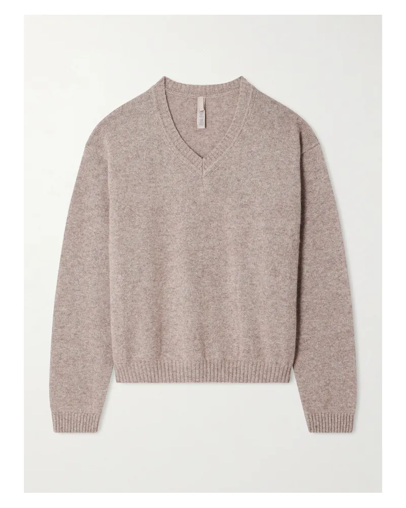SKIMS Oversized V-neck Sweater – Linen – Pullover Aus Einer Woll-kaschmirmischung - Grau Grau