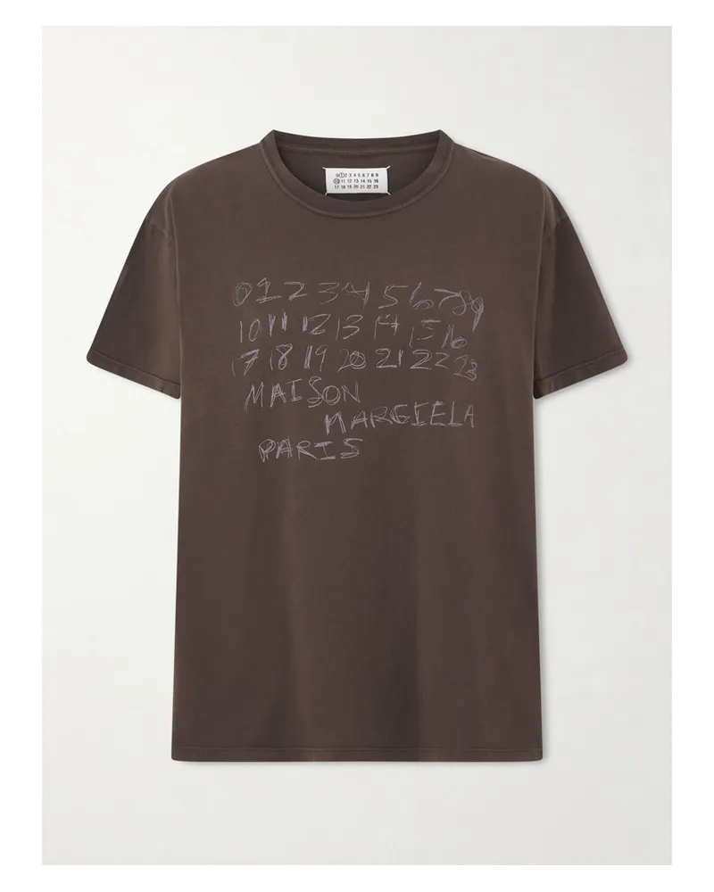 Maison Margiela Numerical T-shirt Aus Baumwoll-jersey Mit Print - Braun Braun