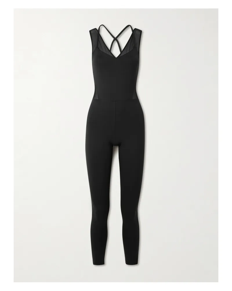 Eres Devi Jumpsuit Aus Stretch-jersey Mit Tülleinsatz - Schwarz Schwarz