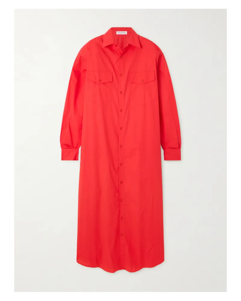FRANKIE Shop Carlen Maxi-hemdblusenkleid Aus Baumwollpopeline - Rot Rot