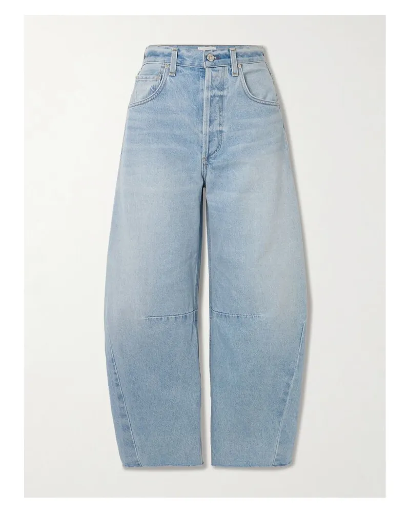 Citizens of humanity Horseshoe Hoch Sitzende Barrel-jeans Mit Weitem Bein Und Fransen - Blau Blau