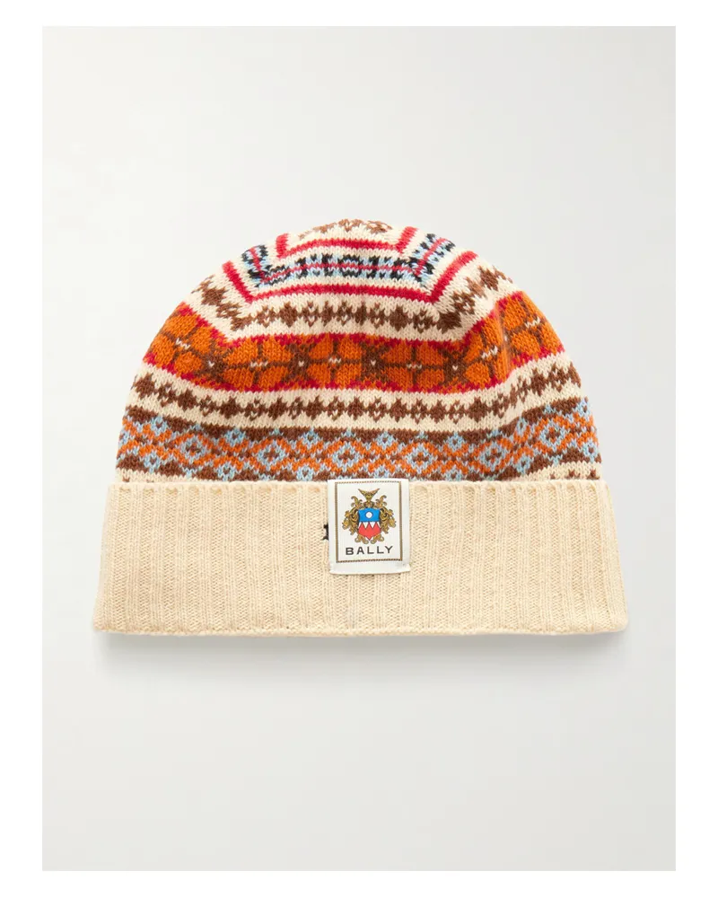 Bally Beanie Aus Wolle In Jacquard-strick - Gelb Gelb