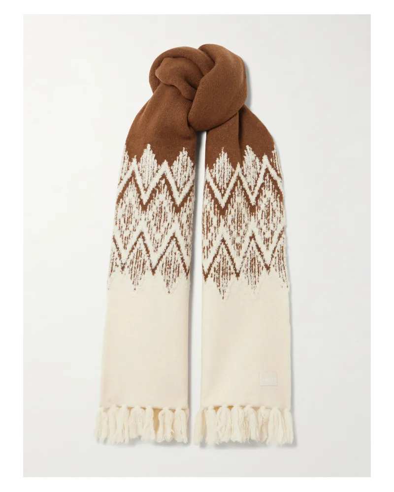 Varley Sebastian Strickschal Mit Fair-isle-muster Und Fransen - Braun Braun