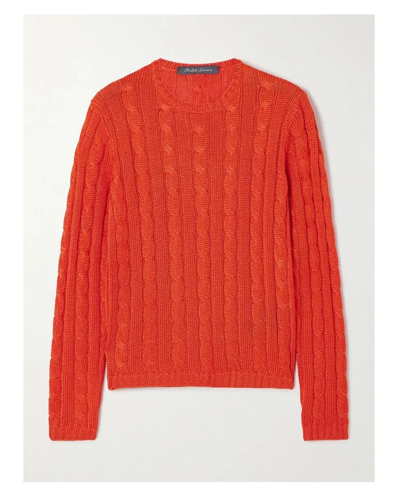 Ralph Lauren Pullover Aus Seide In Zopfstrick - Orange Orange