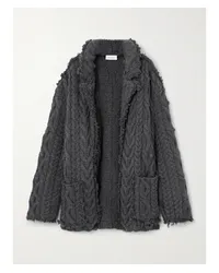 Alexander McQueen Cardigan aus einer Wollmischung in Zopfstrick und Distressed-optik Grau