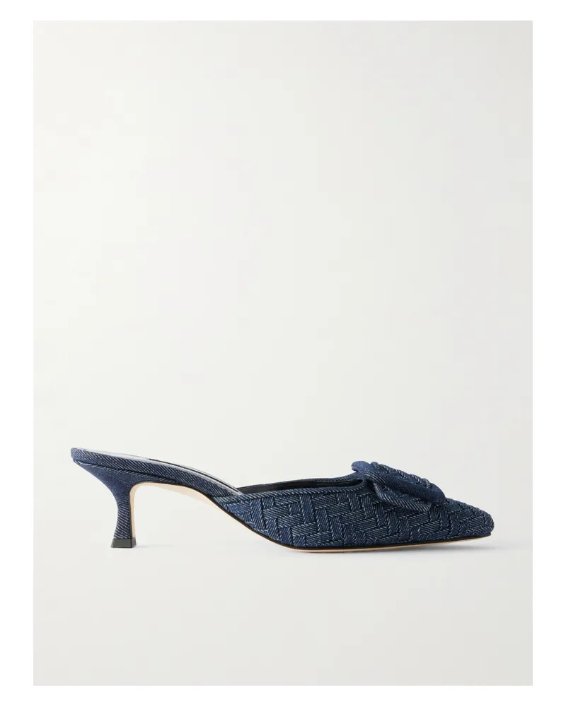 Manolo Blahnik Maysale 50 Mules Aus Denim Mit Schnalle - Blau Blau