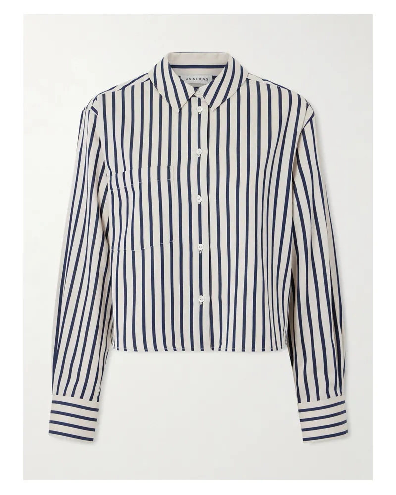 Anine Bing Essie Hemd Aus Gestreifter Baumwollpopeline - Weiß Weiß