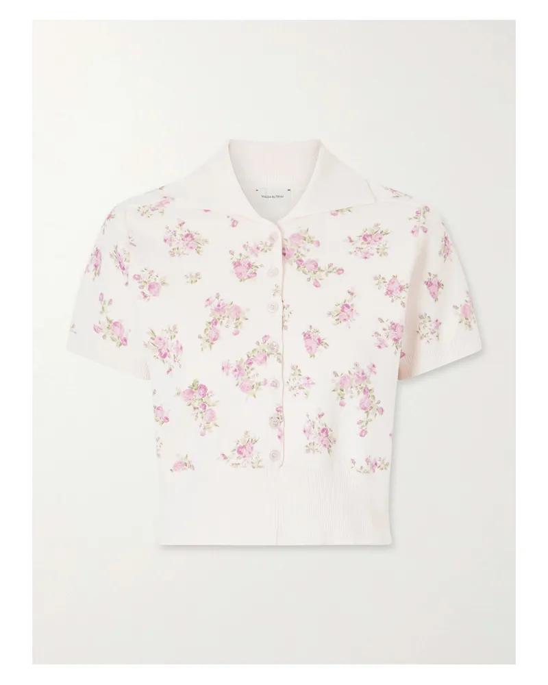 Magda Butrym Floral-print Cotton Polo Shirt - Neutrals Neutrals
