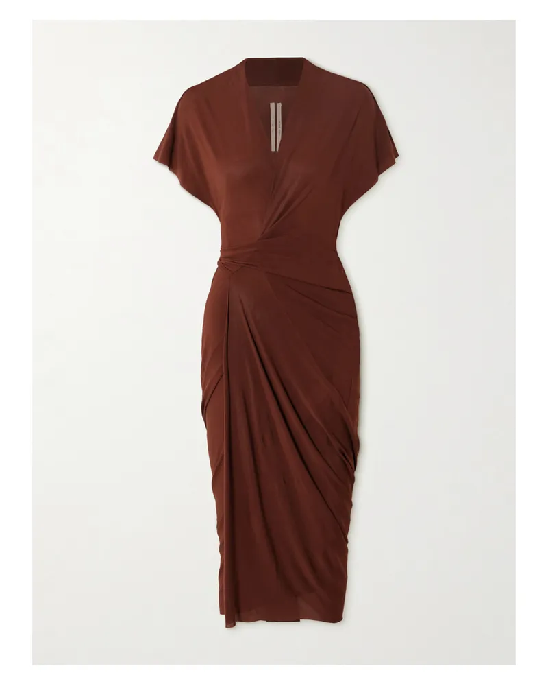 Rick Owens Asymmetrisches Midikleid Aus Jersey Mit Wickeleffekt Und Raffungen - Braun Braun