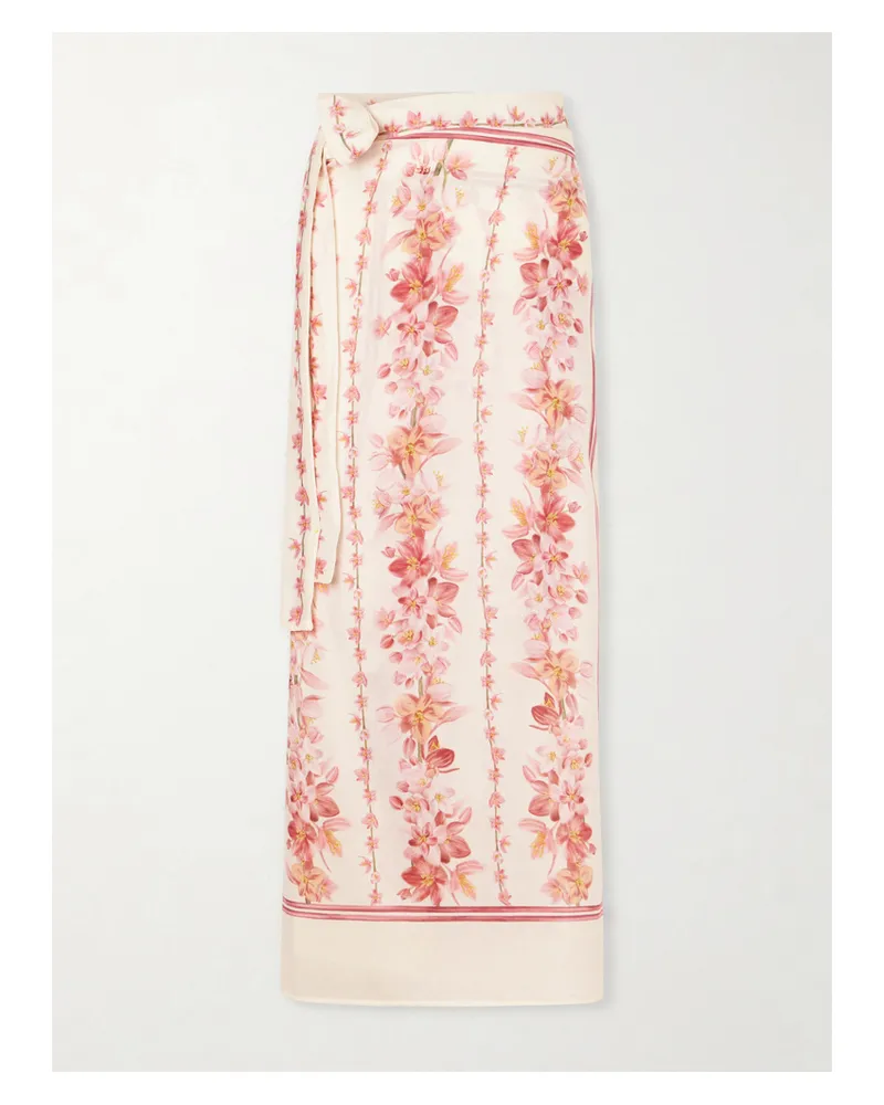 AGUA BENDITA Lavanda Cauca Floral-printed Cotton And Silk-blend Pareo - Pink Pink