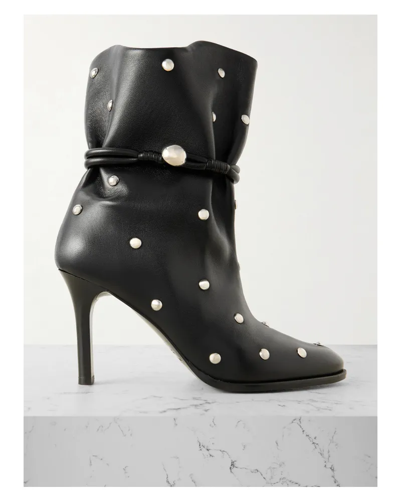 Isabel Marant Lolya Ankle Boots Aus Leder Mit Nieten - Schwarz Schwarz