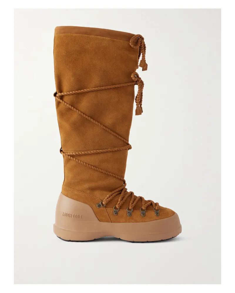 Moon Boot Luna Kniehohe Stiefel Aus Veloursleder - Braun Braun