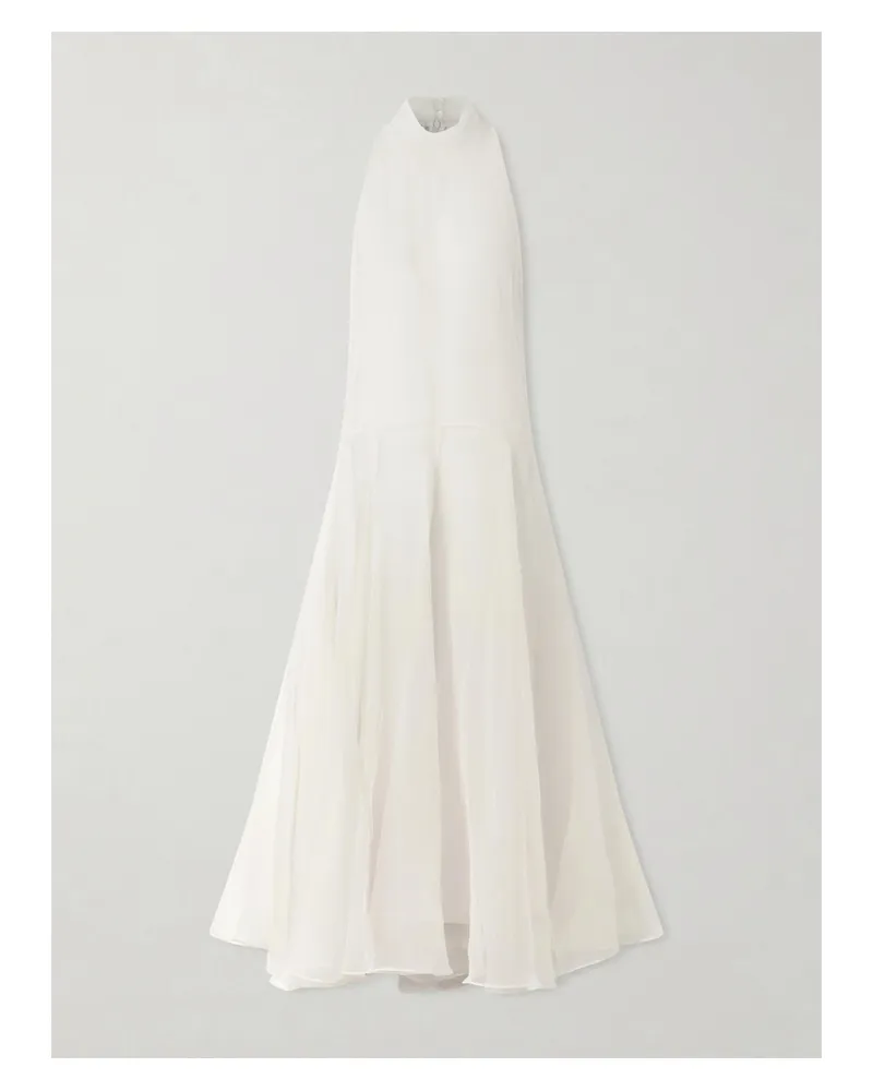 Brunello Cucinelli Halterneck Silk Maxi Dress - White White