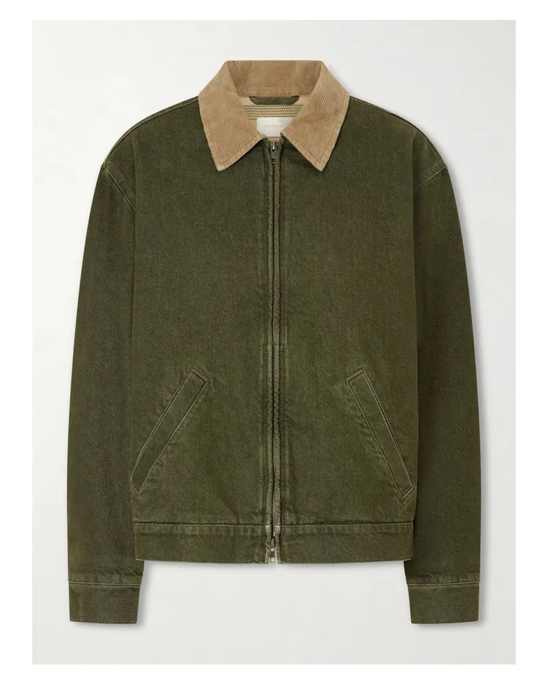 Aimé Leon Dore Corduroy-trimmed Denim Jacket - Green Green