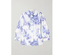 Icon Hemd Aus Taft Mit Blumenprint - Blau