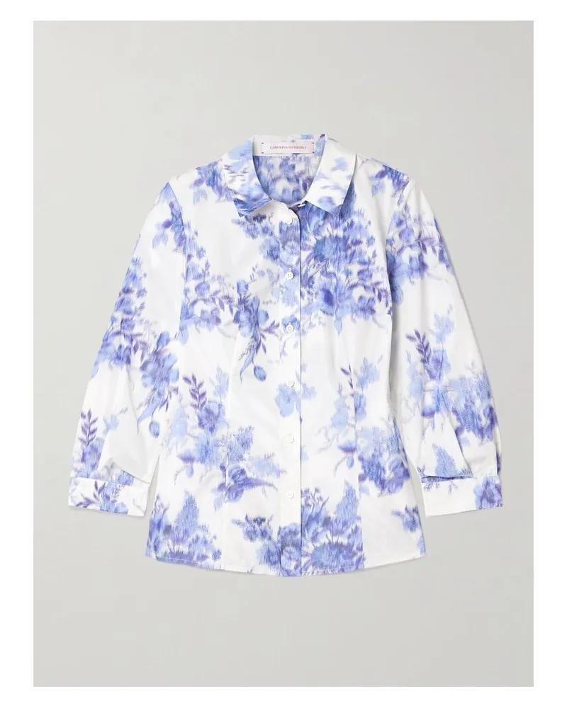 Carolina Herrera New York Icon Hemd Aus Taft Mit Blumenprint - Blau Blau