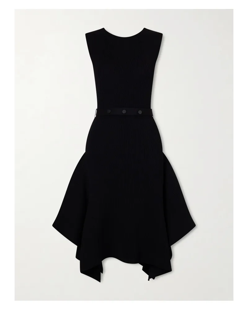 Proenza Schouler Artemis Belted Ribbed-knit Midi Dress - Black Black