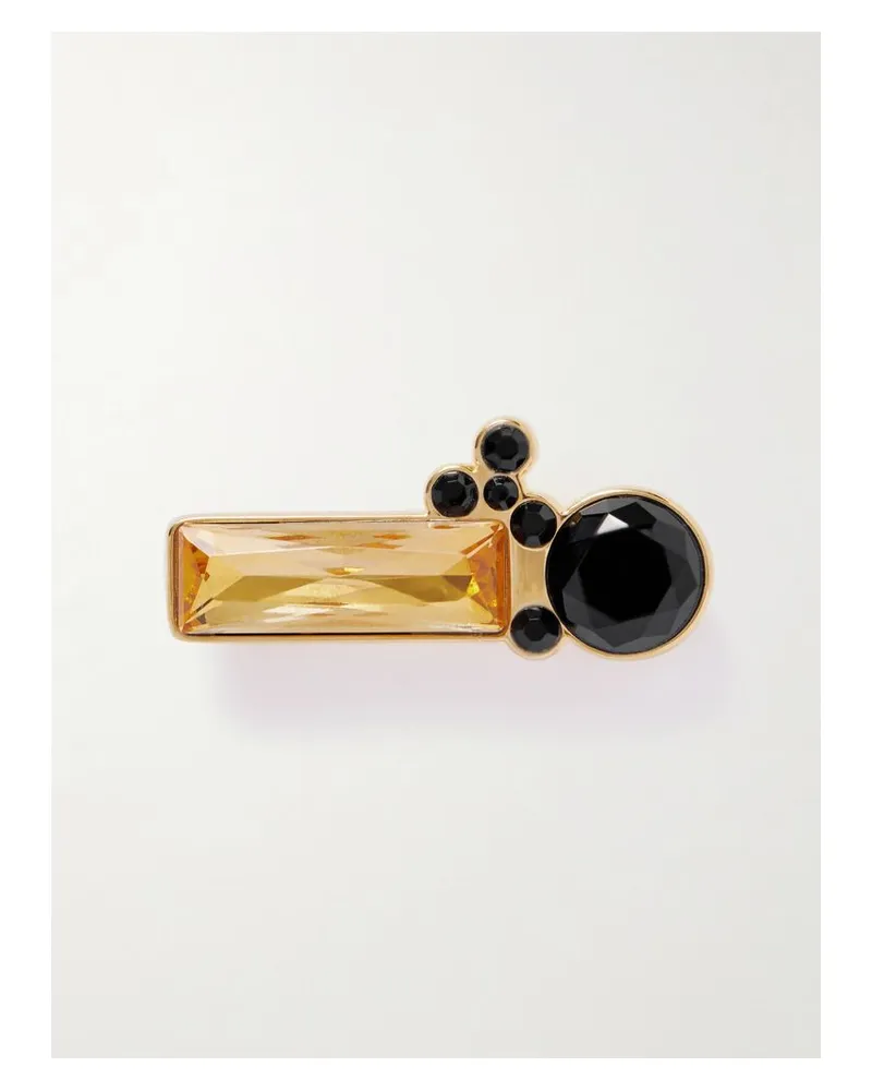 Jil Sander Goldfarbene Brosche Mit Kristallen Gold