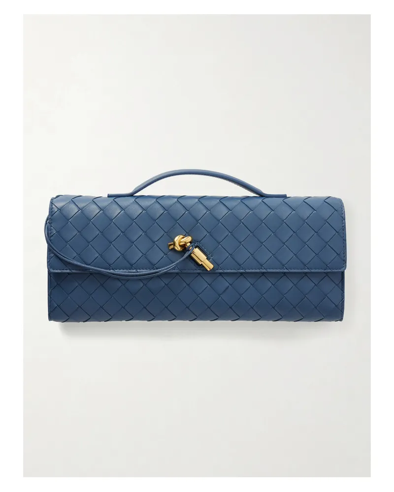 Bottega Veneta Long Andiamo Intrecciato Leather Clutch - Blue Blue