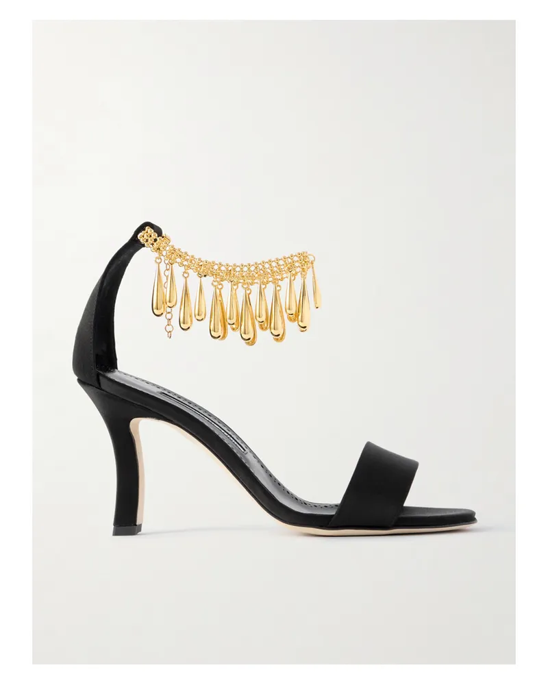 Manolo Blahnik Nicusan 90 Sandalen Aus Satin Mit Verzierungen - Schwarz Schwarz