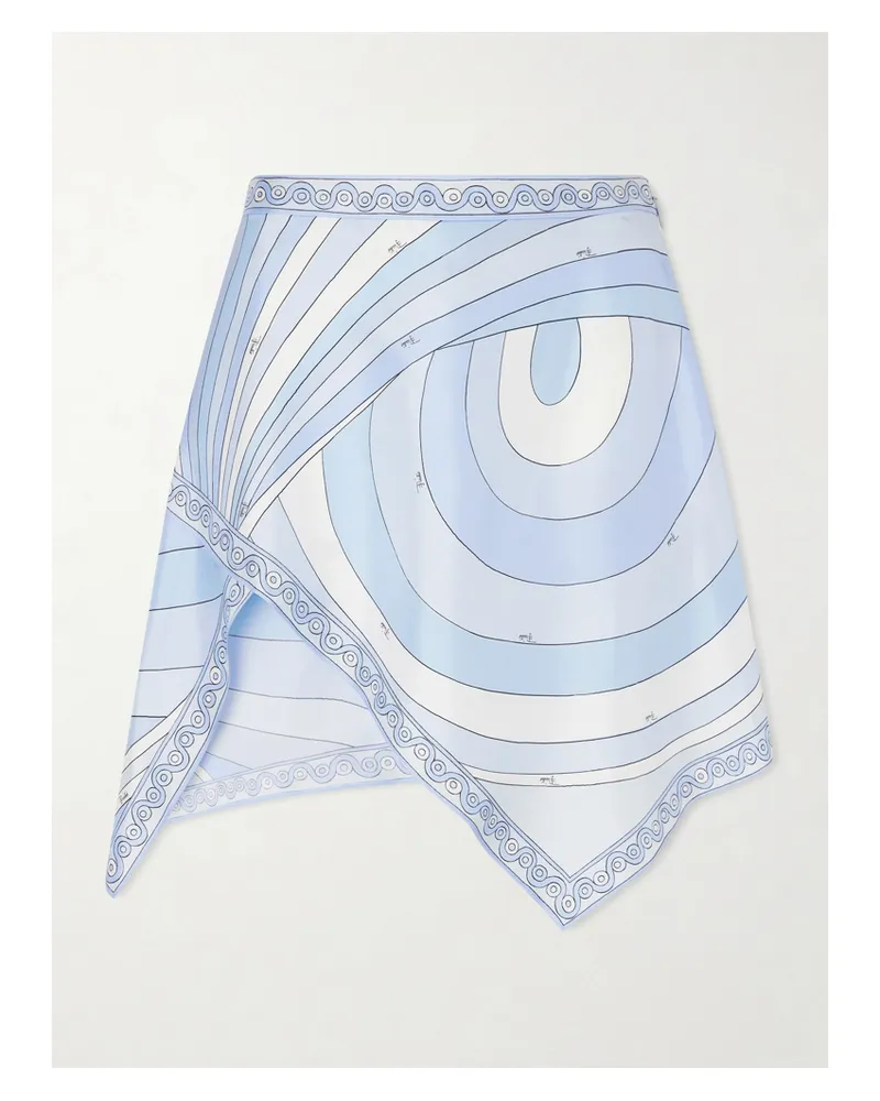 Emilio Pucci Printed Silk-twill Mini Wrap Skirt - Blue Blue