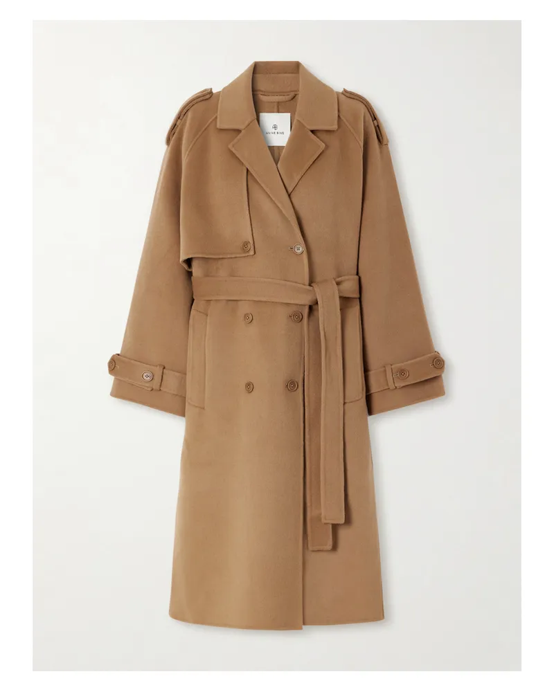 Anine Bing Rickie Wool And Cashmere-blend Trench Coat - Brown Brown